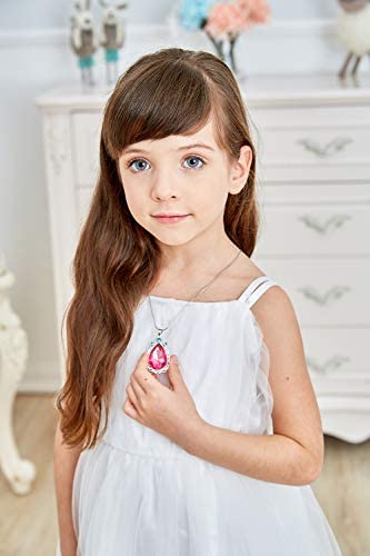 2 Pcs Sofia the First Amulet and Elena Princess Necklace Twin Sister Teardrop Necklace Magic Jewelry Gift for Girls