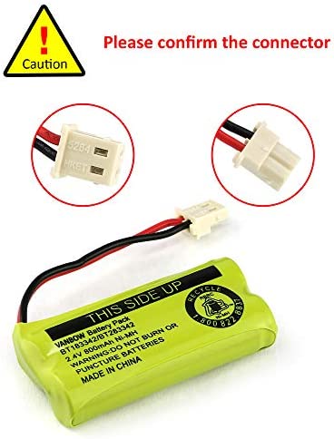 VANBOW BT183342/BT283342 2.4V 800mAh Ni-MH Battery Pack, Compatible with AT&T VTech Cordless Phone Batteries BT166342/BT266342 BT162342/BT262342 CS6709 CS6609 CS6509 CS6409 EL52100 EL50003 (Pack 2)