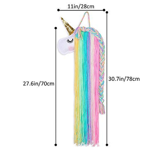 Beinou Unicorn Hair Clips Holder Rainbow Yarn Tassels Hair Bows Storage Shy Unicorn Face Headband Organizer Unicorn Theme Party Decorations