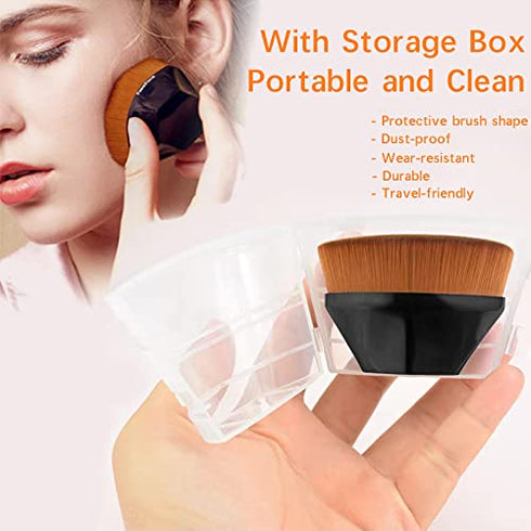 4 Pack Foundation Makeup Brushes with Protective Case, XKFLAUHM Flat Top Blush Flawless Kabuki Foundation Brushes for Blending Liquid Cream Flawless Powder Face Blush (Brochas De Maquillaje, Black and Pink)