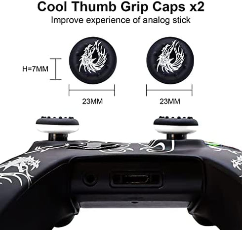 Xbox-One Controller Skin, BRHE Anti-slip Silicone Cover Protector Case Accessories Set for Microsoft Xbox 1 Gamepad Joystick with 2 Thumb Grips Caps (White)