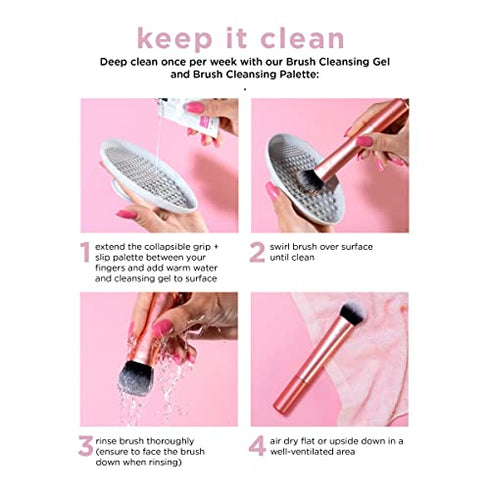 Real Techniques Blend and Blur Foundation Brush, For Liquid Foundation, Easy Makeup Application, Oval Shaped Brush Head with Dense, Plush, Synthetic Bristles, Orange Face Brush, 1 Count