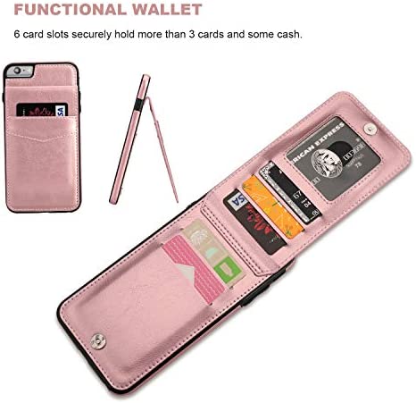 KIHUWEY iPhone 6 Plus iPhone 6S Plus Case Wallet with Credit Card Holder, Premium Leather Magnetic Clasp Kickstand Heavy Duty Protective Cover for iPhone 6 Plus/6S Plus 5.5 Inch (Rose Gold)