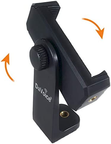 DaVoice Tripod Phone Mount Adapter, 360 Rotating Holder, Compatible with iPhone Smartphone Camera Stand, Universal Cell Phone Attachment Clip Clamp