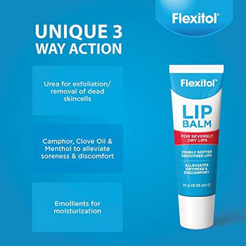 Flexitol Lip Balm, 0.35 Ounce Tube (3 Pack)