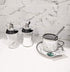 J&M Design Sugar Dispenser Shaker w/ Pour Spout For Coffee Bar Accessories , Tea Organizer Station Essentials , Coffee Gifts & Kitchen Baking w/ Easy Spoon Pouring Lid - 7.5oz Glass Jar Container Bowl