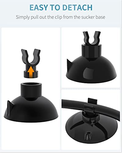 Pawfly Aquarium Suction Cup Clips for Standard 3/16" ID Airline Tubing Black Air Hose Holder Clamp Accessories for Fish Tank Aeration Setup, 20 Pack