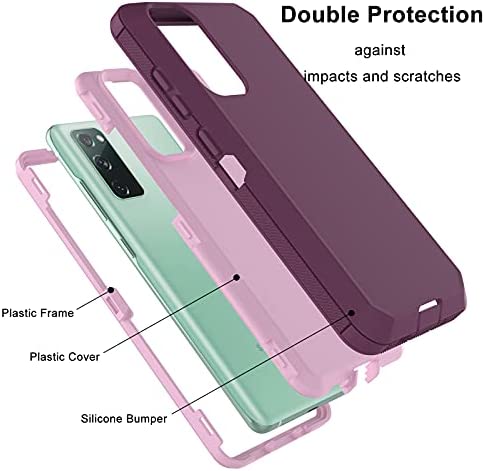 Tiflook for Samsung Galaxy S20 FE 5G Case, Heavy Duty Shockproof Armor Protective Hard Plastic Cover + Silicone Bumper Dual Layer Hybrid Phone Case for Samsung Galaxy S20 Fan Edition, Pinkish Purple