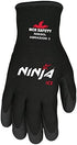 Memphis Gloves 2X Black Ninja ICE 7 Gauge Acrylic Terry Lined General Purpose Cold Weather Gloves With Knit Wrist, 15 Gauge Nylon Shell And HPT Coated Palm And Fingertips, XX-Large (N9690XXL)