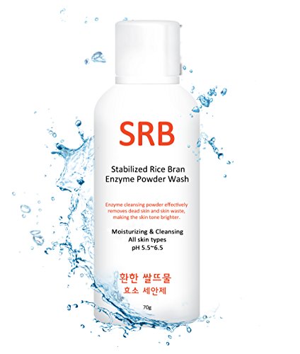 Korean Beauty (SRB) Rice Bran Enzyme Powder Face Wash and Scrub, Cleanses, Exfoliates, Brightens - 70 grams