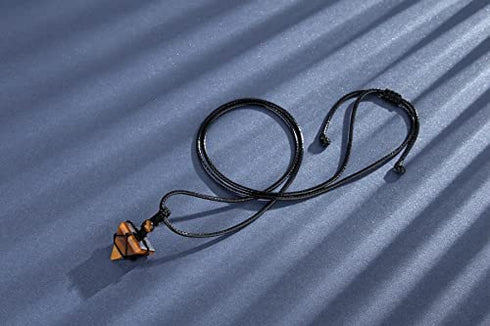 Tiger Eye Healing Crystal Necklace Pointed Pendant Necklaces Adjustable Rope Natural Pyramid Gemstone Stone Necklace Reiki Quartz Jewelry for Women Men