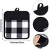 4 Pieces Buffalo Check Pot Holders with Pocket Potholders Buffalo Plaid Cloth Gloves Pocket Black and White Pot Holders for Kitchen