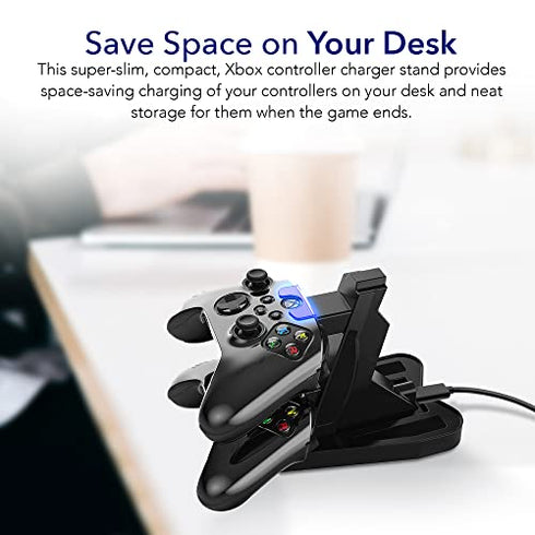 Dual Xbox Charging Station with USB Cable and LED Indicator | Xbox one Controller Charger Compatible with One S, One X | Fast Charging | (Vertical)