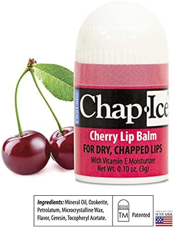 Chap-Ice® | 12-Count Mini Cherry Lip Balm | Lip Balm Pack Fortified with Vitamin E for Dry, Cracked Lips | Made in USA | 12-Count Mini Lip Balm with Cherry Flavor (0.10oz/3g Each)
