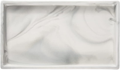 Stone Texture Marble Decorative Tray Ceramic Plate Perfume Tray Ring Holder Jewelry Dish Ornate Dresser Organizer Makeup Tray for Desktop Vanity Dresser Bathroom Bedroom (Large Rectangle Grey Striped)