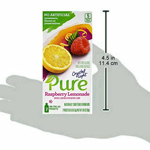 Crystal Light Pure Raspberry Lemonade On The Go Drink Mix, 7-Packet Box (4 Box Pack)