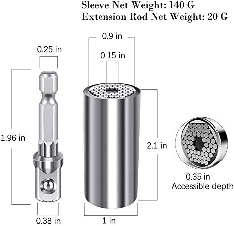 Universal Socket, Christmas Gifts, Self-adjusting Socket 1/4'' - 3/4'' 7mm-19mm, Adapter Socket for Wrench Ratchet & Power Drill, Super Grip Socket, Christmas Stocking Stuffers Tools Gifts for Men Dad