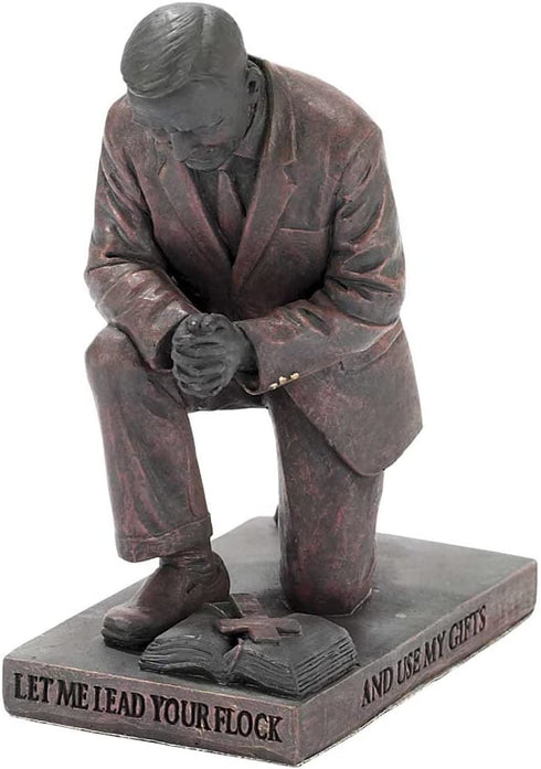 Dicksons Lead Your Flock Praying Pastor 5 inch Bronze Resin Stone Table Top Figurine