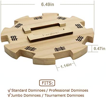 Exqline Wooden Hub for Mexican Train Dominoes with Felted Bottom Mexican Train Centerpiece Made of Superior Pine