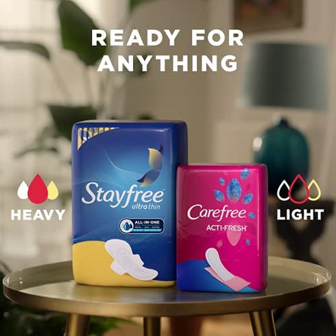 Stayfree Maxi Overnight Pads with Wings For Women, Reliable Protection and Absorbency of Feminine Periods, 28 Count
