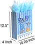 12.5" Medium Baby Gift Bags with Tissue Papers for Baby Showers 2-Pack (Blue)