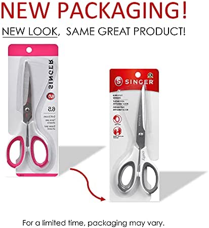 SINGER 07180 6-1/2-Inch Sewing Scissors with Pink and White Comfort Grip , Silver