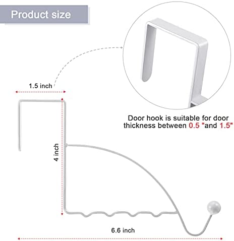 Hotop 2 Pieces Over Door Hooks Single Over Door Hooks Valet Hooks Multi Hanging Storage Hanger for Clothes Coats Towels Hats Scarves Purses Keys and More (White)