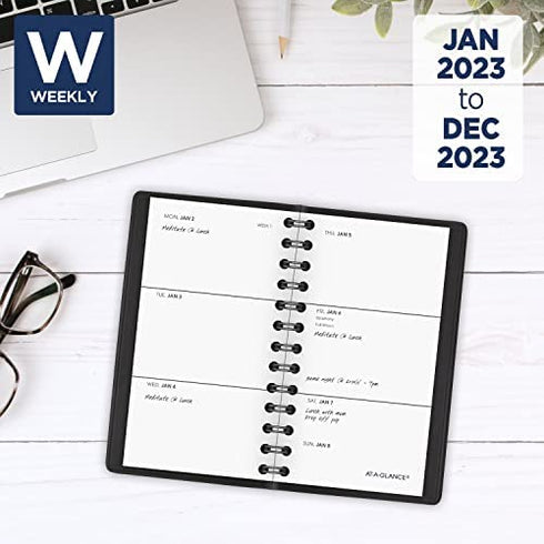 AT-A-GLANCE 2023 Weekly Pocket Calendar, Planner, 2-1/2" x 4-1/2", Pocket Size, Unruled, Black (7003505)