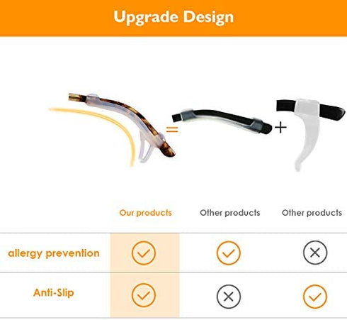 SMARTTOP Eyeglasses Ear Grips Sleeve-Upgrade anti-slip Silicone Eyeglasses Temple Tips Sleeve Retainer-Sleeve with Hook design-Soft and comfort Glasses Ear hooks 6Pairs (WHITE)