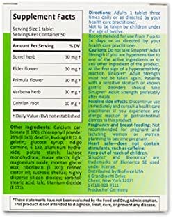 Sinupret Adult Strength Sinus + Immune Support All Natural, Fast Acting Herbal Nasal Passage & Immunity Boost Supplement with Verbena & Elder Flower - 50 Tablets