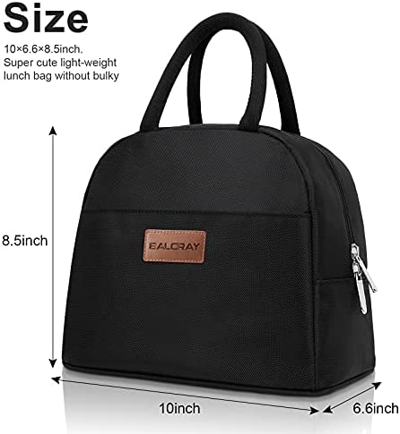 BALORAY Lunch Bag for Women Men Insulated Lunch Box for Adult Reusable Lunch Tote Bag for Work, Picnic, School or Travel (Solid Black)