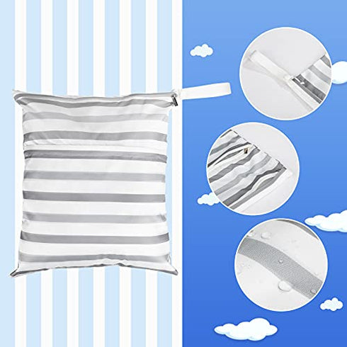 4 Pieces Waterproof Wet Bag Reusable Washable Wet Dry Bag Sealed Wet Diaper Bag with Handle for Travel, Beach, Wet Swimwear, Diapers, Dirty Gym Clothes and Toiletries, 12 x 14 Inch (Geometry)