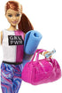 Barbie Fitness Doll, Red-Haired, with Puppy and 9 Accessories, Including Yoga Mat with Strap, Hula Hoop and Weights, Gift for Kids 3 to 7 Years Old