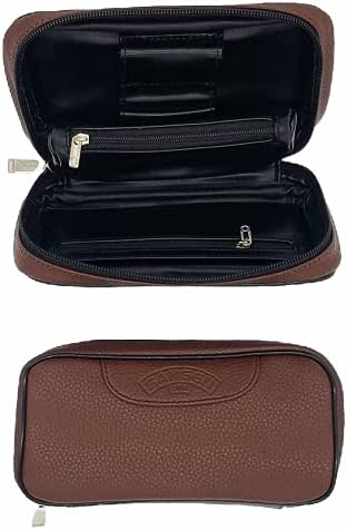 PU Leather Tobacco Smoking Pipe Pouch case/Bag for 2 Tobacco Pipe and Other Accessories-Brown
