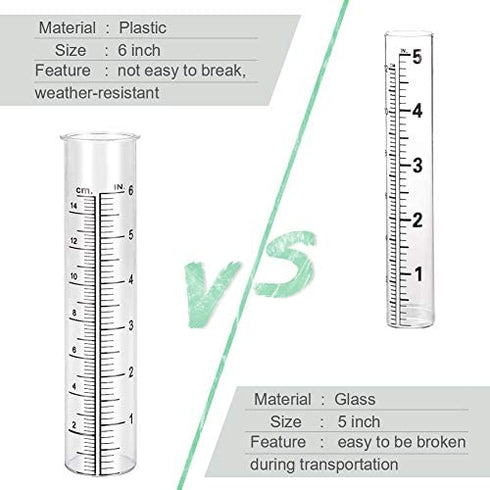 Litake 6" Capacity Plastic Rain Gauge Replacement Tube for Yard Garden Outdoor, Overall Size 7.2in x 1.4in and Weather-Resistant