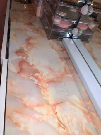 Yancorp Yellow Red Marble Removable Wallpaper Film Self-Adhesive Vinyl Kitchen Peel and Stick Wallpaper Backsplash Countertop Covers (Yellow Red, 11.8"x 120")