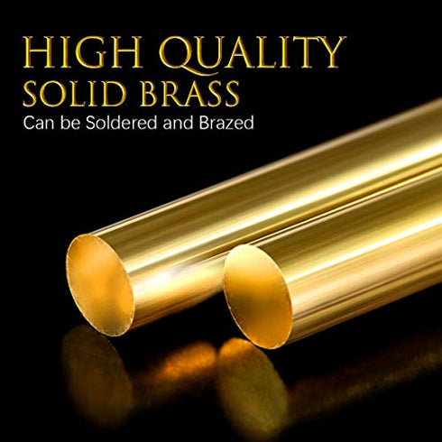 Swpeet 2Pcs 1/4 Inch in Diameter 14 inch in Length Brass Solid Round Rod Lathe Bar Stock Kit, Perfect for Various Shaft, Miniature Axle, Model Plane, Model Ship, Model Cars