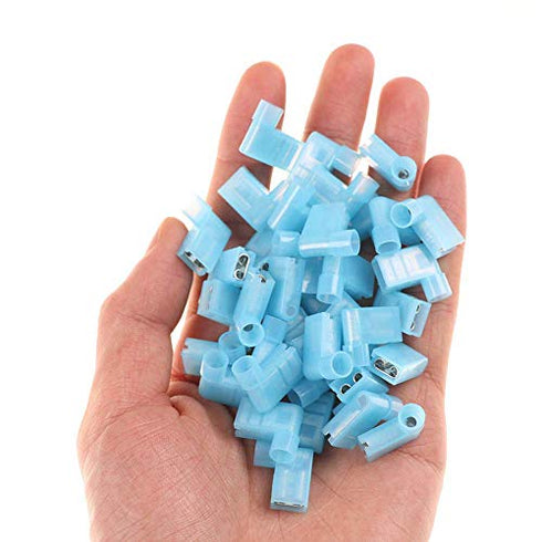 100 Pcs 90 Degree Nylon Insulated Female Push On Wire Terminal Quick Connector Wiring Spade Connector 16-14 AWG