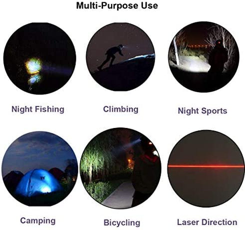 Lalomo Rechargeable LED Headlamp,Super Bright Head lamp Headlight Flashlight with Laser for Indoor and Outdoor Runing,Hiking,Camping,Fishing,Hunting