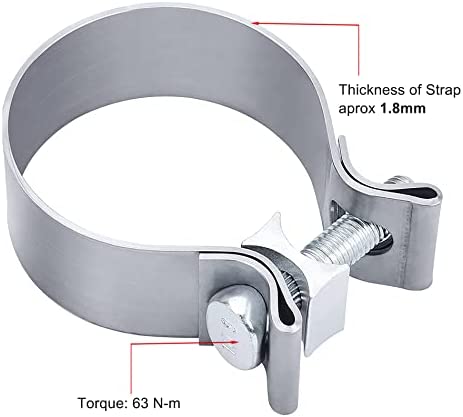 EVIL ENERGY 2.0 Inch Exhaust Clamp,Narrow Band Muffler Clamp Stainless Steel