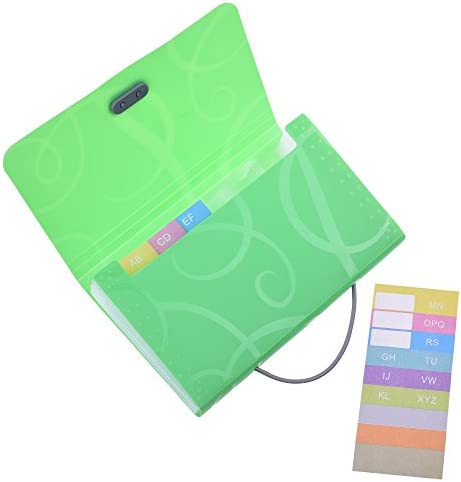 Cosmos 13 Pockets Expanding Files Folder Small Expandable File Folder with Tabs Organizer for Receipts Coupons and Tickets (Green)