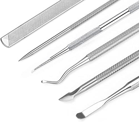 6-Pack Ingrown Toenail File and Lifters, Professional Surgical Stainless Steel Ingrown Toenail Removal Tool Kit, Manicure Treatment Pedicure Nail Correction Polish Pain Under Sidewall Cleaner Relief