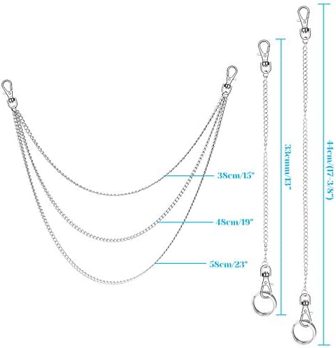 Anezus 3pcs Belt Chain, Pocket Chain, Chains for Wallet, Pants, Jeans, Goth Accessories for Eboy, Egirl, Men and Women