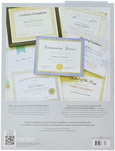 Gartner Studios Gold Star Foil Certificate Paper, 80lb 8.5” x 11”, 15 Count