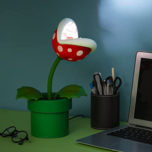 Paladone Piranha Plant Posable Lamp BDP | LED Light with Flexible Head for Nintendo Fans | Officially Licensed Super Mario | 33cm Tall USB Powered, Red, White and Green