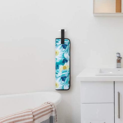 Beautyflier Universal Curling Iron Cover Sleeve, Canvas Heat-Resistant Curling & Flat Iron Holder, Flat Iron Curling Wand Travel Cover Case Bag Pouch for Travel, Gym, or Home (Flower White)