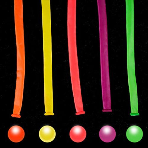 200 Pieces Neon Glow Long Balloons Blacklight Reactive Fluorescent Balloons Long Twisting Balloons for DIY Balloon Animals Twisting Glow Party Birthday Party Decorations