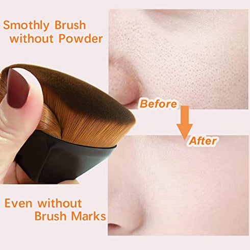 4 Pack Foundation Makeup Brushes with Protective Case, XKFLAUHM Flat Top Blush Flawless Kabuki Foundation Brushes for Blending Liquid Cream Flawless Powder Face Blush (Brochas De Maquillaje, Black and Pink)