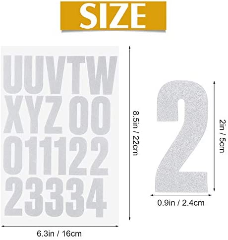 Reflective Capital Letters and Numbers Sticker Decal, Self Adhesive Mailbox Address Letters and Numbers 0-9, Waterproof and Fadeless for Bin, Window, Signs, Door, Cars (104 Pieces,2 Inch)
