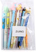 ZIJING 15pcs Cartoon School Kids Kawaii Korean Mechanical Pencil with Lead Refill Jelly Eraser set